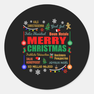 Merry In Different Languages Classic Round Sticker
