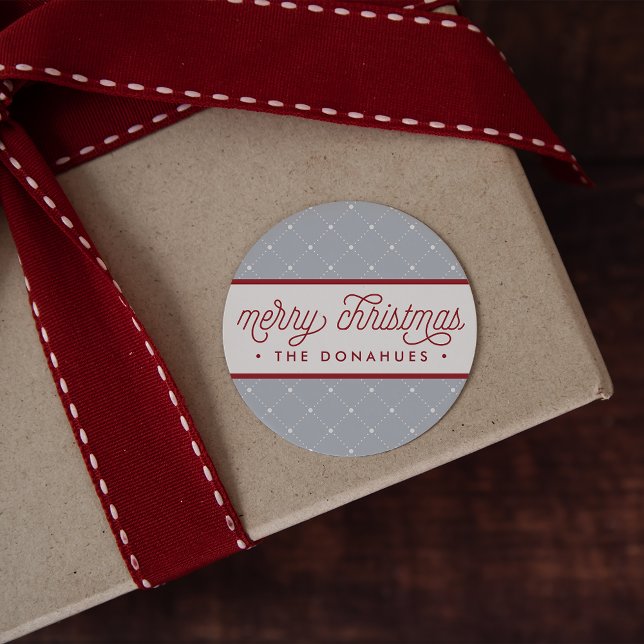 Merry in Dots | Personalized Holiday Classic Round Sticker (Creator Uploaded)