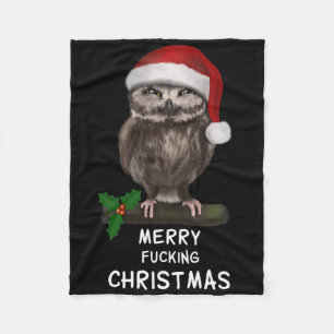 Merry Ing Christmas Owl (d010-0514a)  Fleece Blanket