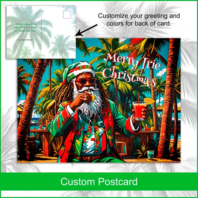 Merry Irie Reggae Santa Holiday Christmas Postcard (Click the button to Edit using the Design Tool to explore all the options you have for customizing.)