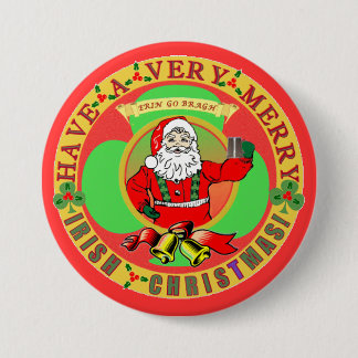 Merry Irish Christmas Bufton 3 Inch Round Button