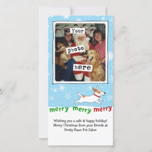 Merry Jack Russell Terrier Dog Christmas Photo Holiday Card