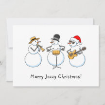 Merry Jazzy Christmas Funny Snowman Jazzband