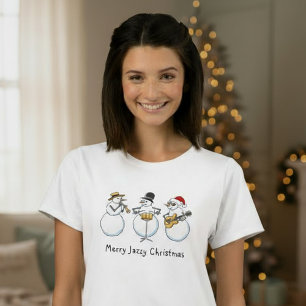 Merry Jazzy Christmas Funny Snowmen Jazz Women T-Shirt