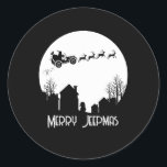 Merry Jeepmas Santa Christmas Reindeer Funny Pajam Classic Round Sticker<br><div class="desc">Merry Jeepmas Santa Christmas Reindeer Funny Pyjamas</div>
