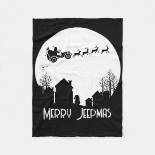 Merry Jeepmas Santa Christmas Reindeer Funny Pajam Fleece Blanket