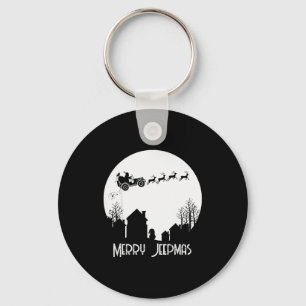 Merry Jeepmas Santa Christmas Reindeer Funny Pajam Keychain