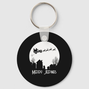 Merry Jeepmas Santa Christmas Reindeer Funny Pajam Keychain