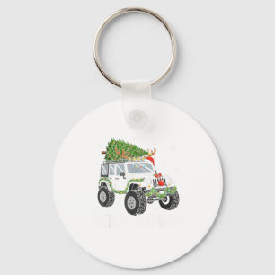 Merry Jeepmas Ugly Light Reindeer Christmas Funny Keychain