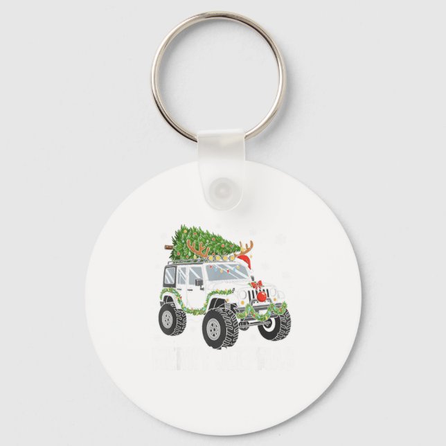 Merry Jeepmas Ugly Light Reindeer Christmas Funny  Keychain (Front)