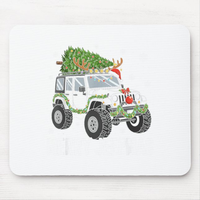 Merry Jeepmas Ugly Light Reindeer Christmas Funny  Mouse Pad (Front)