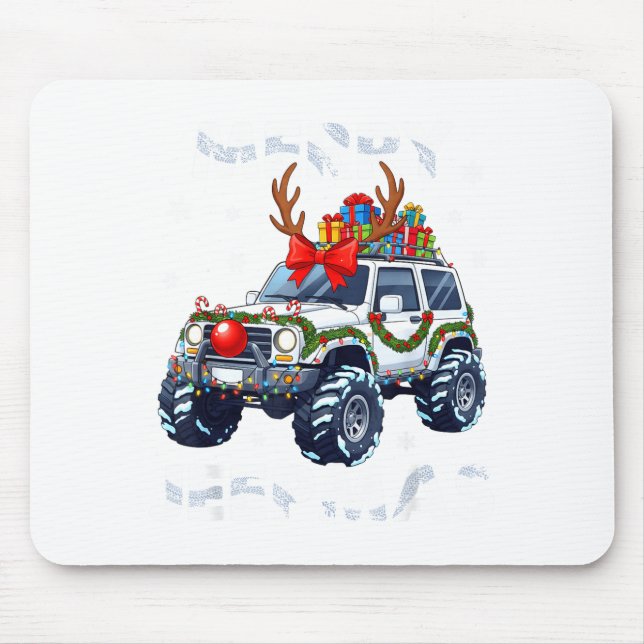 Merry Jeepmas Ugly Light Reindeer Christmas Funny  Mouse Pad (Front)