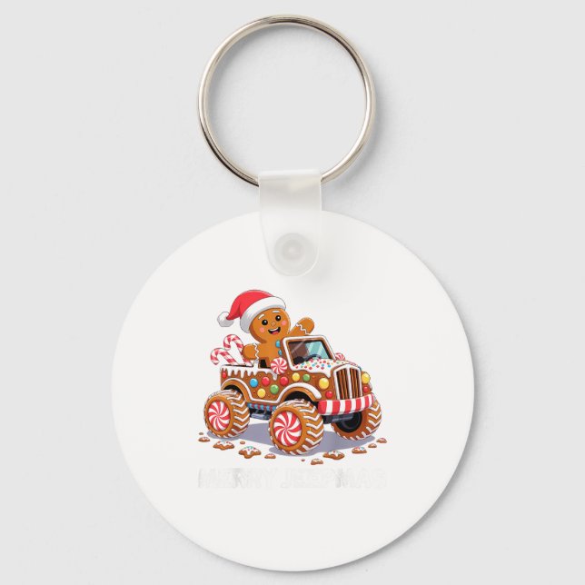 Merry Jeepmas Ugly Light Reindeer Christmas  Keychain (Front)