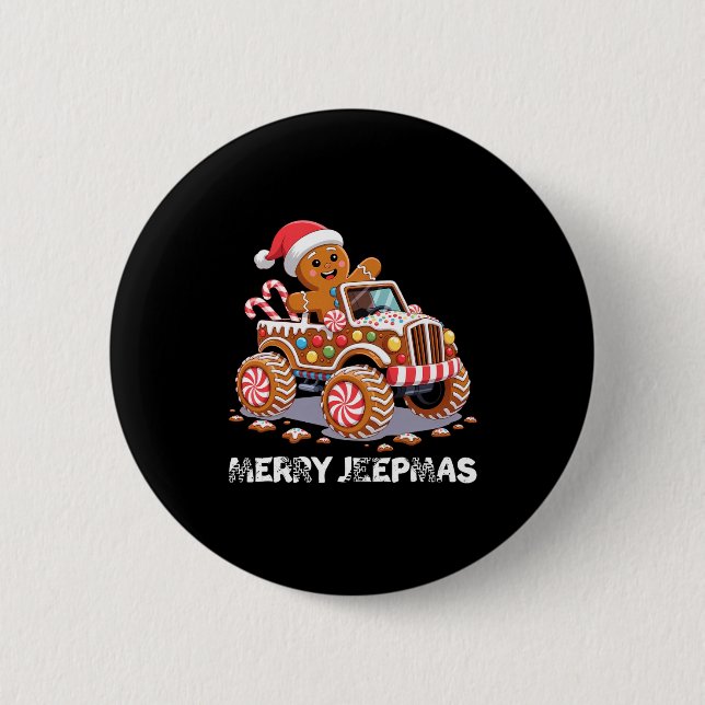 Merry Jeepmas Ugly Light Reindeer Christmas Long S 2 Inch Round Button (Front)