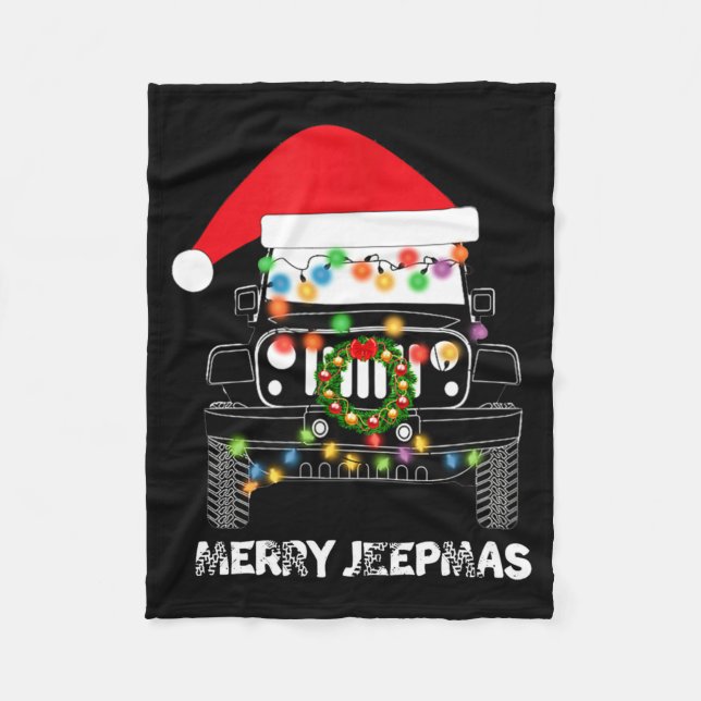 Merry Jeepmas Ugly Light Reindeer Christmas Long S Fleece Blanket (Front)