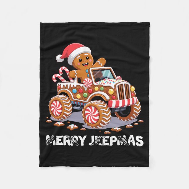 Merry Jeepmas Ugly Light Reindeer Christmas Long S Fleece Blanket (Front)