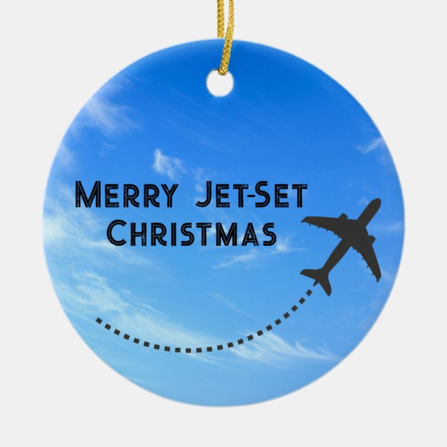 Merry Jet-Set Christmas Ornament -Sky (Front)