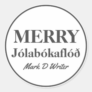 Merry Jolabokaflod Custom Classic Round Sticker