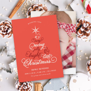 Merry Jolly And Bright Little Christmas Tree Photo Holiday Card