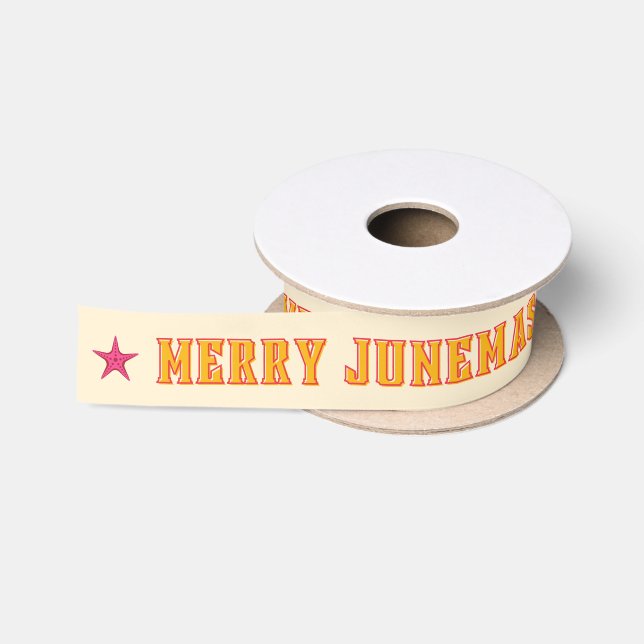 Merry Junemas Tropical Christmas Pattern Satin Ribbon (Spool)