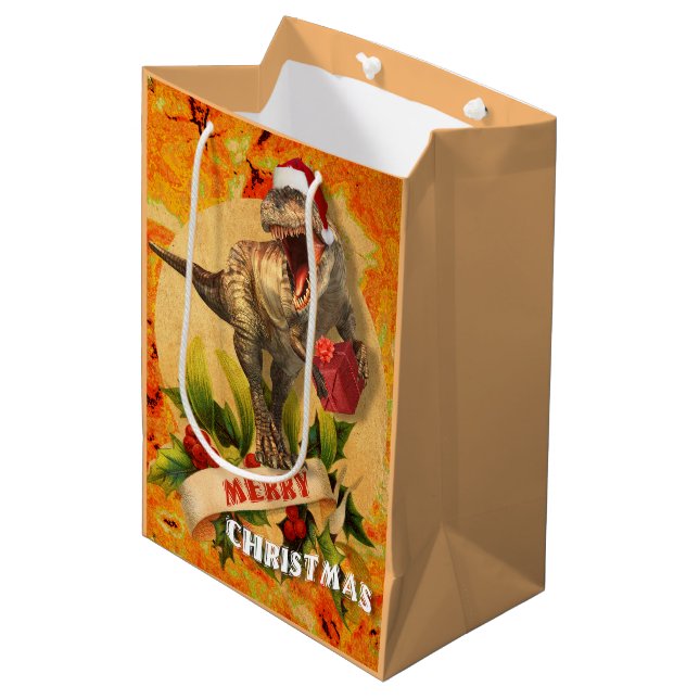 Merry Jurassic Christmas (I) Medium Gift Bag (Front Angled)