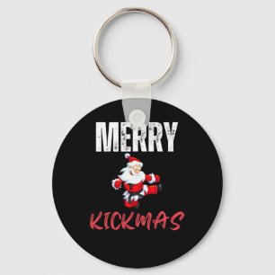 Merry Kick-mas Funny Christmas Santa Claus Karate Keychain