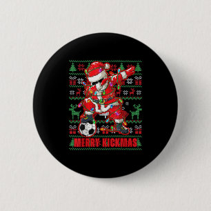 Merry Kickmas Christmas Soccer Ball Ugly Youth Swe 2 Inch Round Button