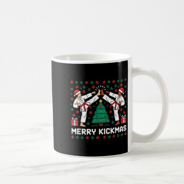 Merry Kickmas Funny Karate Jiu Jitsu Ugly Christma Coffee Mug (Right)