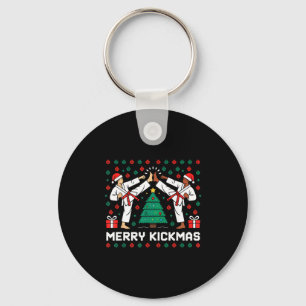 Merry Kickmas Funny Karate Jiu Jitsu Ugly Christma Keychain
