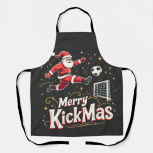 Merry Kickmas Funny Santa Claus Soccer Lovers Apron