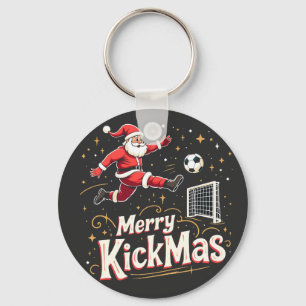 Merry Kickmas Funny Santa Claus Soccer Lovers Keychain