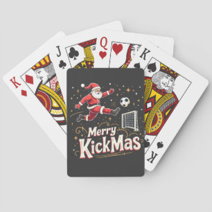 Merry Kickmas Funny Santa Claus Soccer Lovers Playing Cards