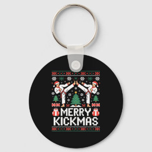 Merry Kickmas Karate Jiu Jitsu Ugly Christmas Desi Keychain