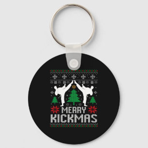 Merry Kickmas Karate Jiu Jitsu Ugly Christmas Xmas Keychain