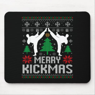 Merry Kickmas Karate Jiu Jitsu Ugly Christmas Xmas Mouse Pad