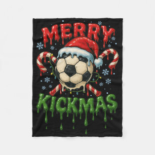 Merry Kickmas Soccer Christmas Candy Cane Ice Crea Fleece Blanket