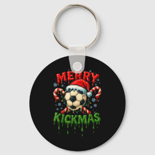 Merry Kickmas Soccer Christmas Candy Cane Ice Crea Keychain