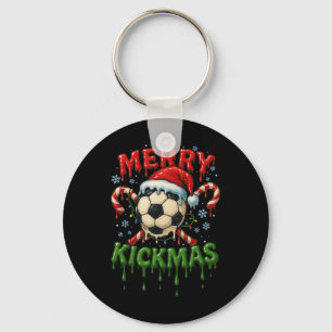 Merry Kickmas Soccer Christmas Candy Cane Ice Crea Keychain