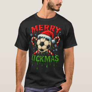 Merry Kickmas Soccer Christmas Candy Cane Ice Crea T-Shirt