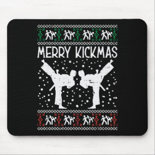 Merry Kickmas Ugly Christmas Karate Jiu Jitsu Mart Mouse Pad
