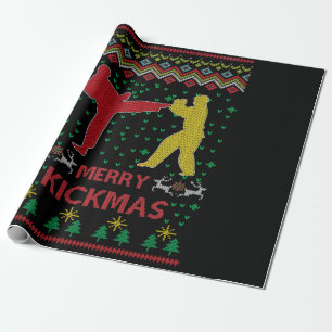 Merry Kickmas Ugly Christmas Karate Jiu Jitsu Wrapping Paper