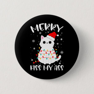Merry Kiss My Christmas Theme Cat Lovers Gifts For 2 Inch Round Button
