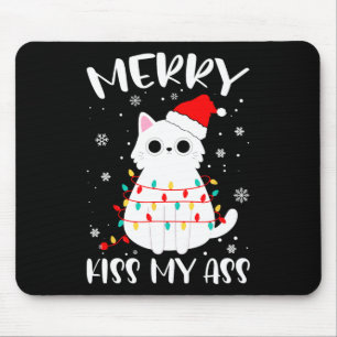 Merry Kiss My Christmas Theme Cat Lovers Gifts For Mouse Pad