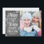 Merry Kisses and Warm Wishes Mr. Mrs. Holiday<br><div class="desc">This modern and chic holiday photo card features handdrawn snowflakes and a faux chalkboard background and says "Merry Kisses and Warm Wishes" perfect for the soon-to-be newlyweds. Change the text to say "FROM THE NEW" to change this to a wedding just married holiday winter announcement for newlyweds.</div>