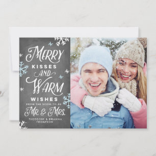 Merry Kisses and Warm Wishes Mr. Mrs. Holiday Card