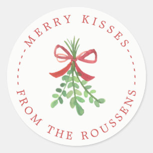 Merry Kisses Personalized Holiday Stickers