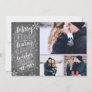 Merry Kisses Warm Wishes Holiday Lilac 3-Photo Save The Date