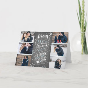 Merry Kisses Warm Wishes Save Date 6 Photo Folded Holiday Card