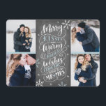Merry Kisses Warm Wishes Save The Date 4-Photo<br><div class="desc">This modern and chic holiday photo card doubles as a save the date card for the newly engaged couple. The front features 4 of your photos accented by hand drawn snowflakes and hand lettered typography that says "Merry Kisses and Warm Holiday Wishes From The Soon To Be Mr. and Mrs."...</div>