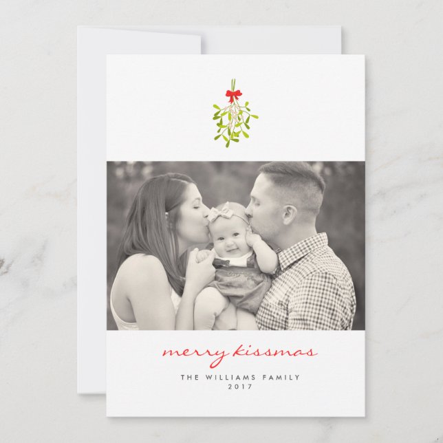 Merry Kissmas Mistletoe Christmas Cards (Front)